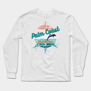 Palm Coast Florida Retro Vintage Sunset Long Sleeve T-Shirt